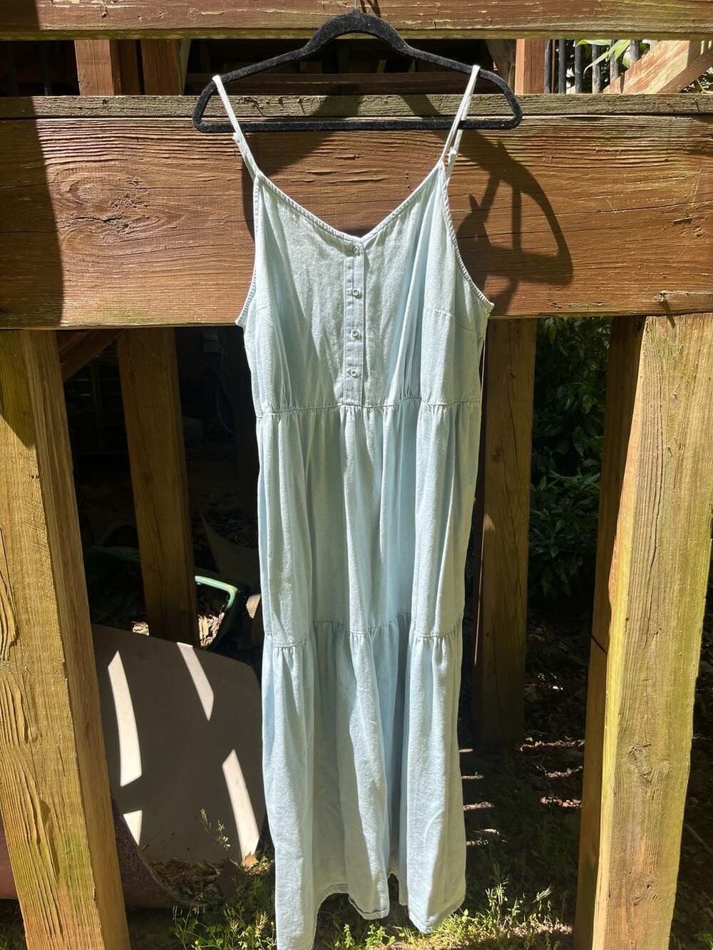 Universal Thread Light Wash Denim Tiered Midi Dress Size 1X